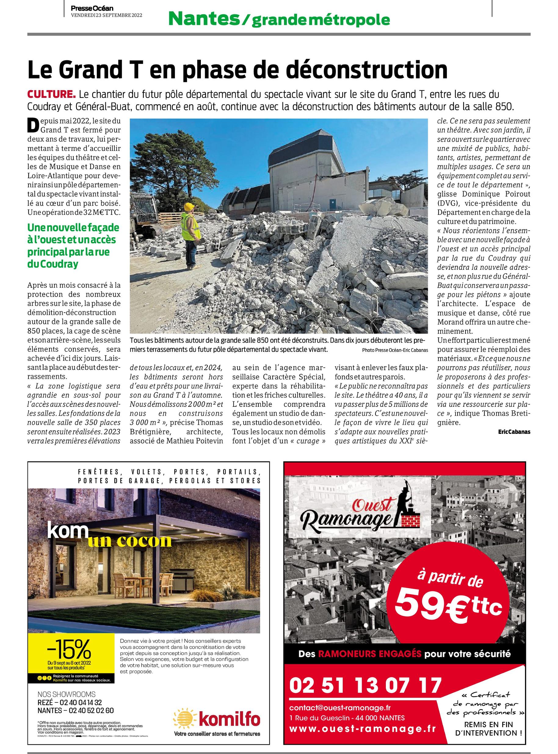 Presse Océan, chantier du Grand T, Nantes, Caractère Spécial, 23 septembre 2022
