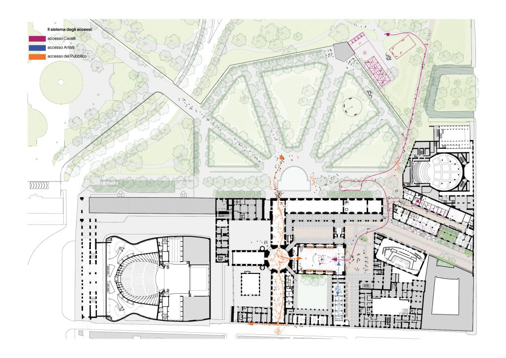 Plan du Théâtre équestre CAVALLERIZZA REALE DI TORINO - Caractère Spécial Architecture