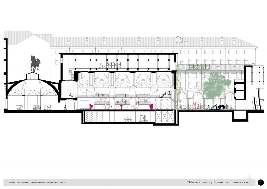 Plan du Théâtre équestre CAVALLERIZZA REALE DI TORINO - Caractère Spécial Architecture